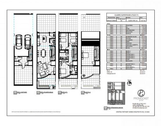 Proyecto 6 viviendas en hilera. Pau Gumbau Castellón. Arquitecto Cristina Fortanet