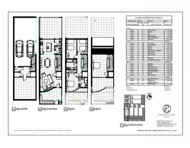 Proyecto 6 viviendas en hilera. Pau Gumbau Castellón. Arquitecto Cristina Fortanet