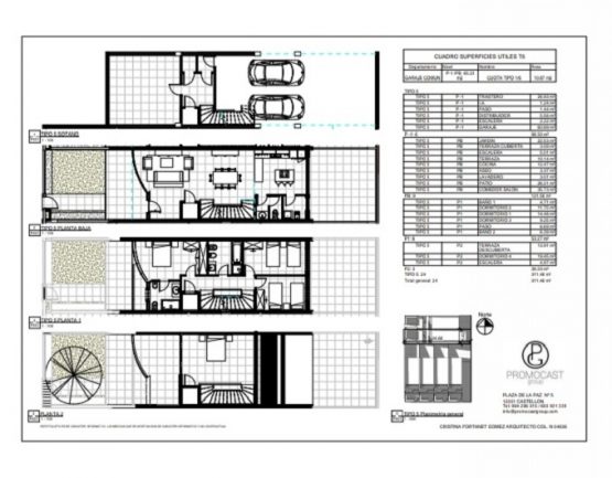 Proyecto 6 viviendas en hilera. Pau Gumbau Castellón. Arquitecto Cristina Fortanet