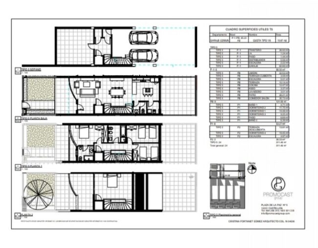 Proyecto 6 viviendas en hilera. Pau Gumbau Castellón. Arquitecto Cristina Fortanet
