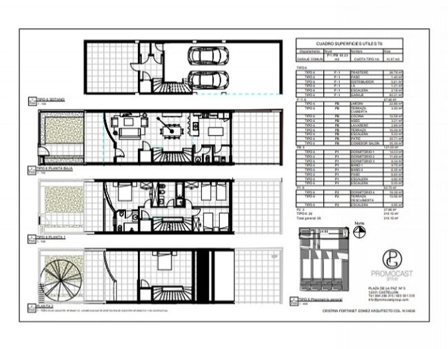 Proyecto 6 viviendas en hilera. Pau Gumbau Castellón. Arquitecto Cristina Fortanet